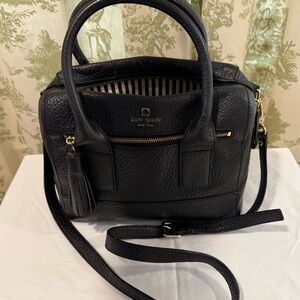 Kate Spade Black leather Satchel Crossbody with Adjustable Straps Classic design